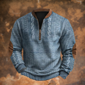 Men's Patterned Knit Half-Zip Sweater in blue