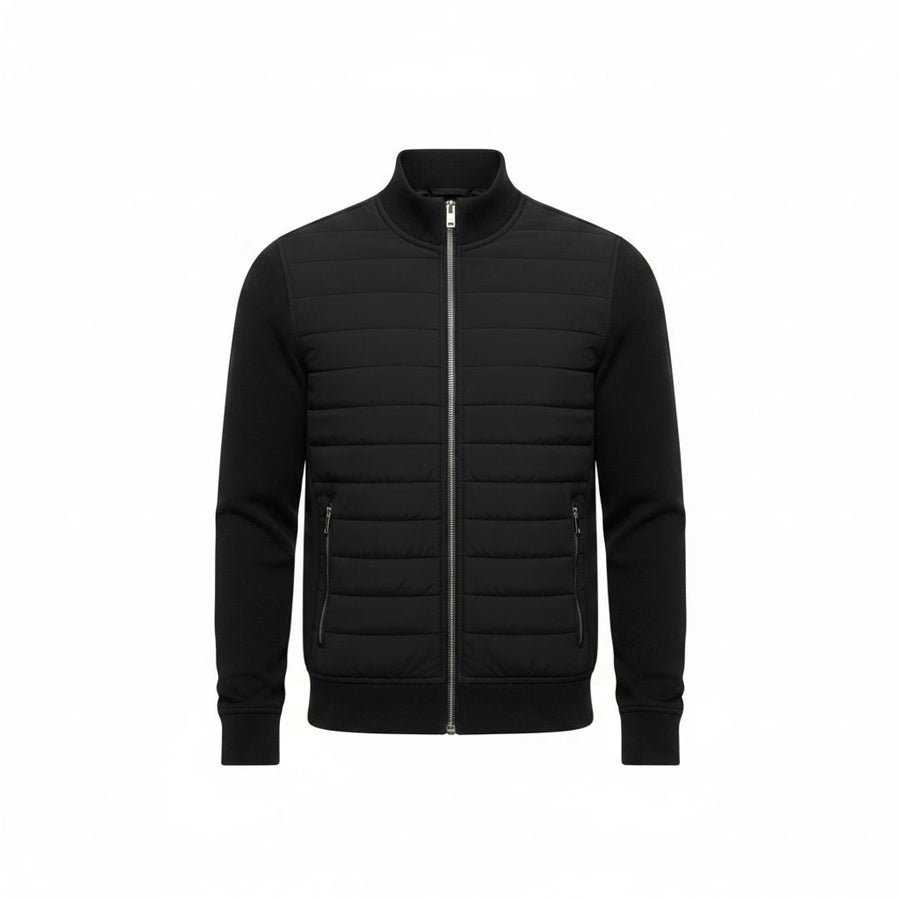 Men's Quilted Jacket with Stand Collar for Cool Days