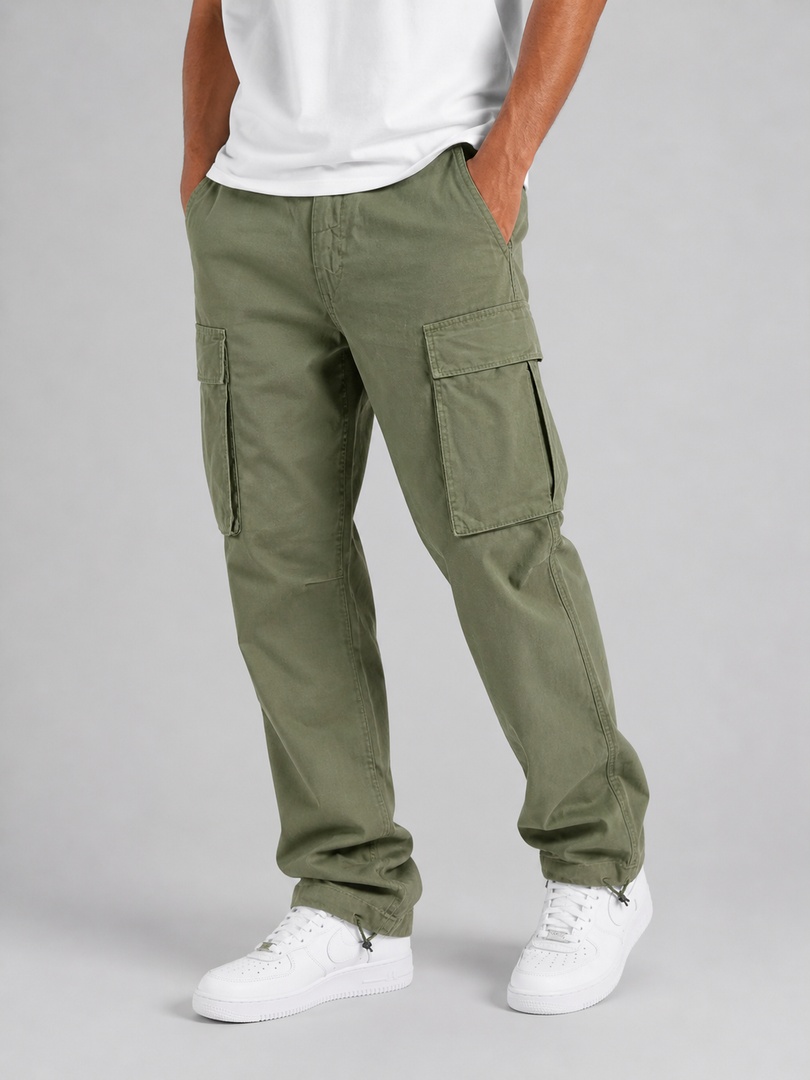 Men's Relaxed Cargo Trousers in army green
