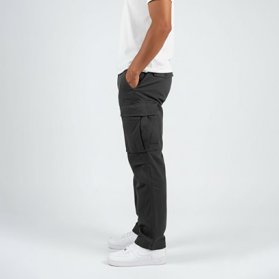 Men's Relaxed Fit Cargo Trousers with Side Pockets in 4 Colors