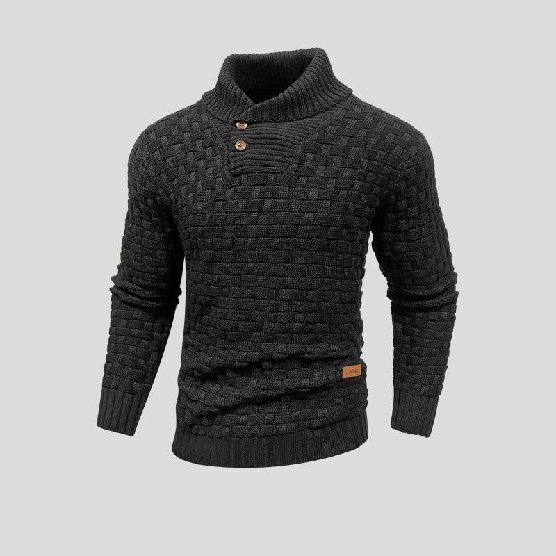Men's Shawl Collar Knit Sweater in black