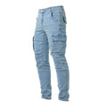Men's slim fit cargo jeans in light blue