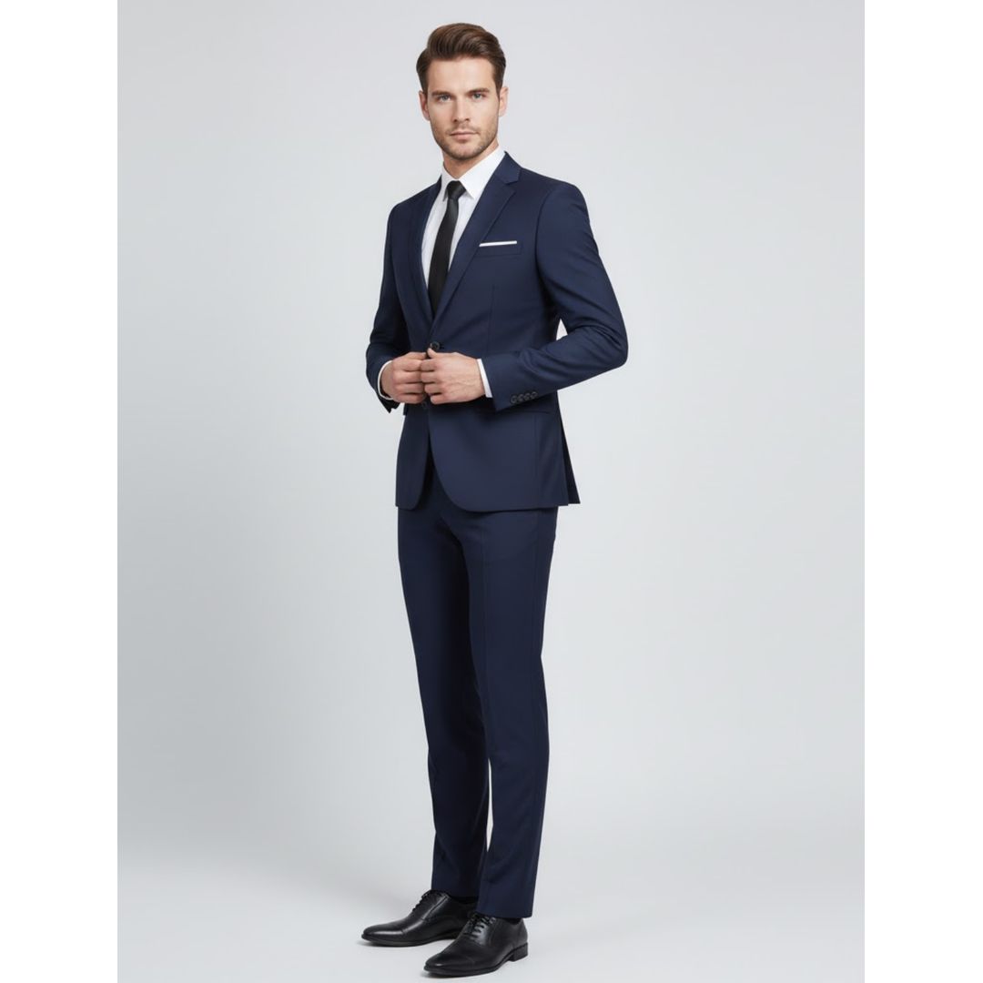 Men's slim fit two-piece suit in navy