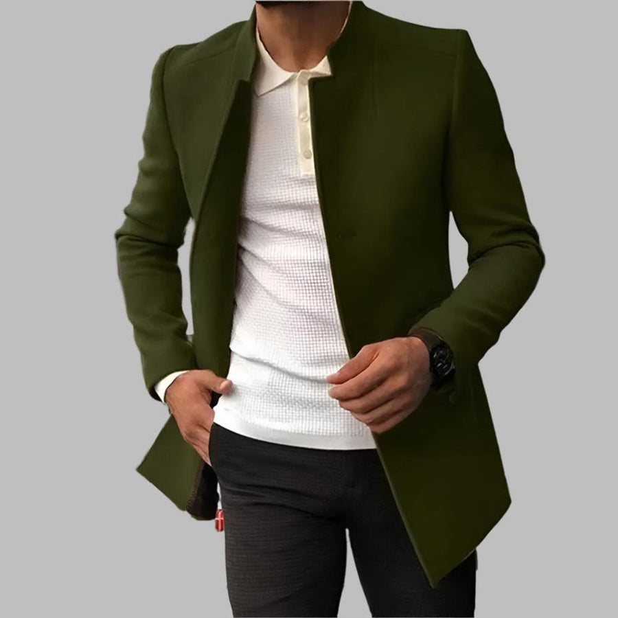 Men's Slim Fit Wool-Look Coat with Stand Collar in 5 Colors for Cold Days