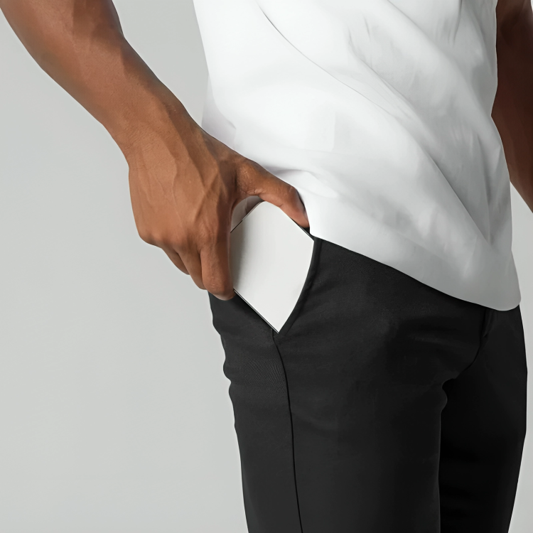 Close-up of the black chino pocket
