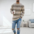 Men's Striped Knit Sweater in khaki