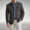 Men's structured knit cardigan with button front in dark grey – worn look