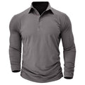 Men's tailored long sleeve polo shirt in grey – front view