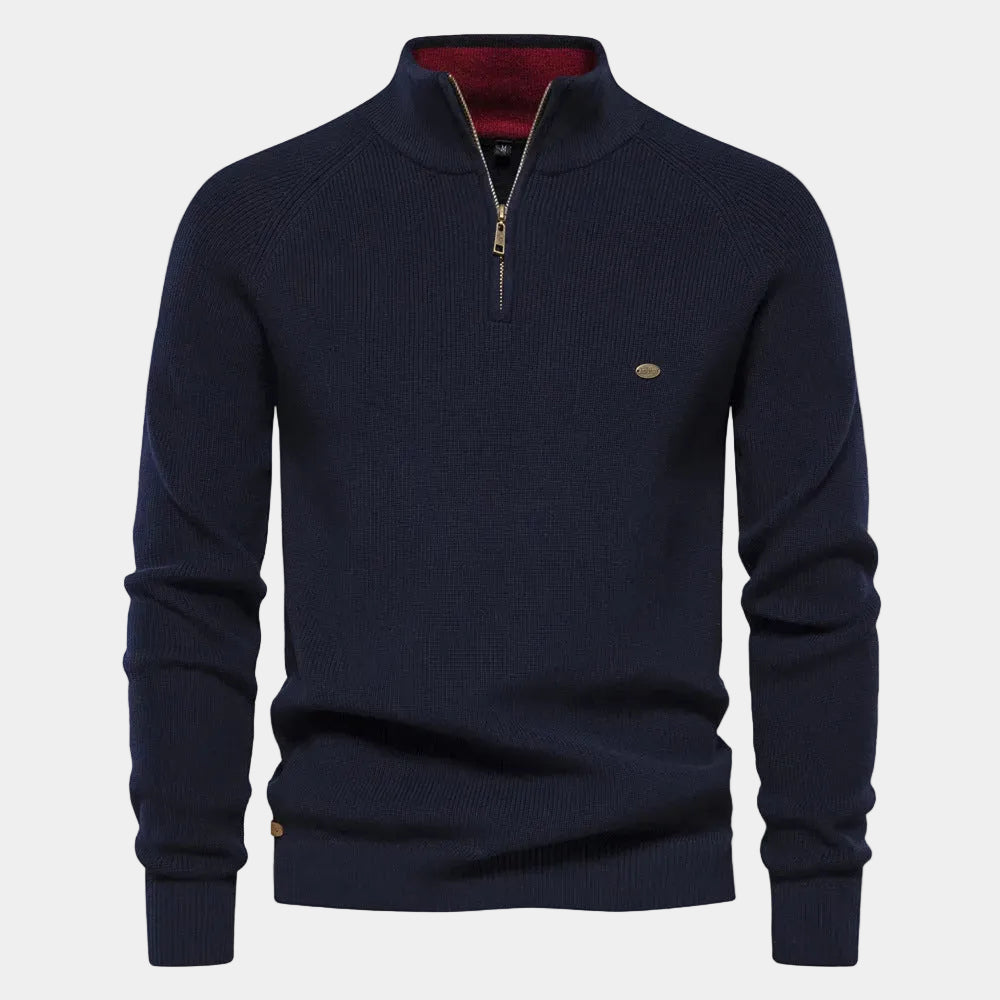 Men's Textured Half-Zip Sweater in navy