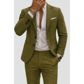 Men's two-piece suit with patch pockets in olive green