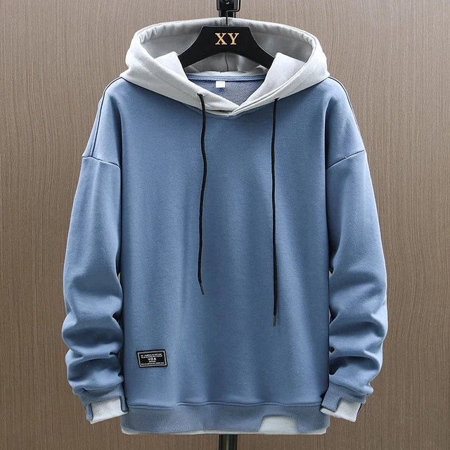 Men's Two-Tone Hoodie with Drawstring Hood in 5 Colors for Everyday Wear