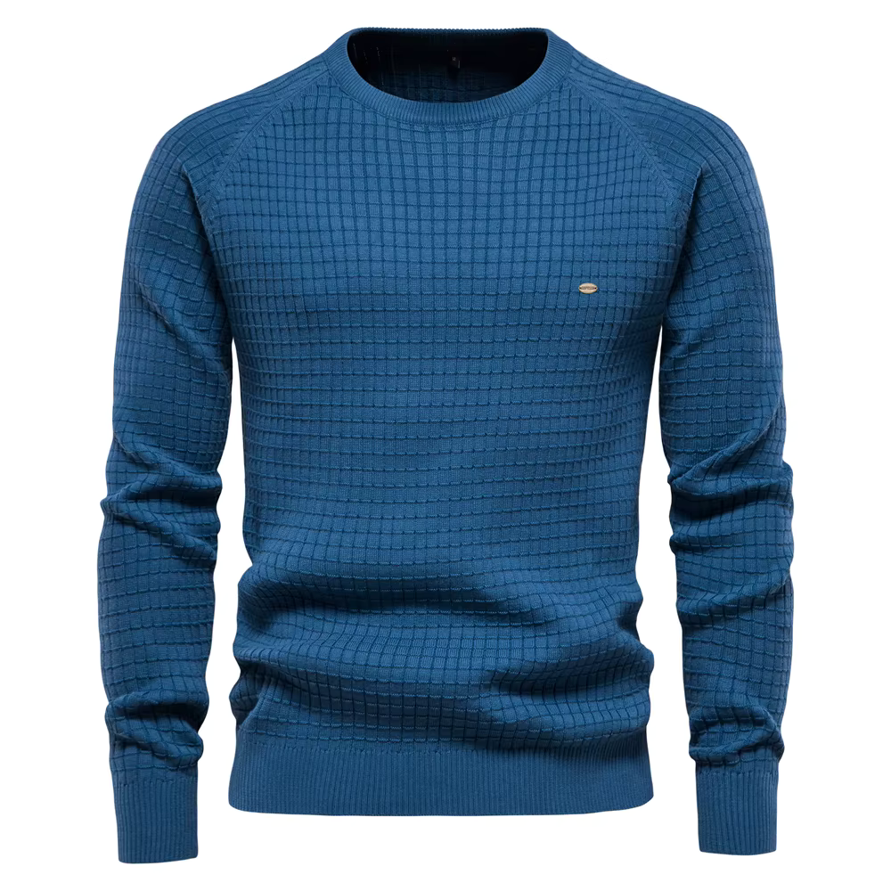 Men's Waffle Knit Sweater in blue