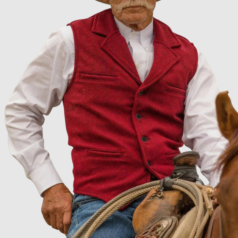 Men's western style vest in red – front view
