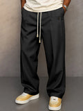 Men's Drawstring Wide Leg Trousers in black