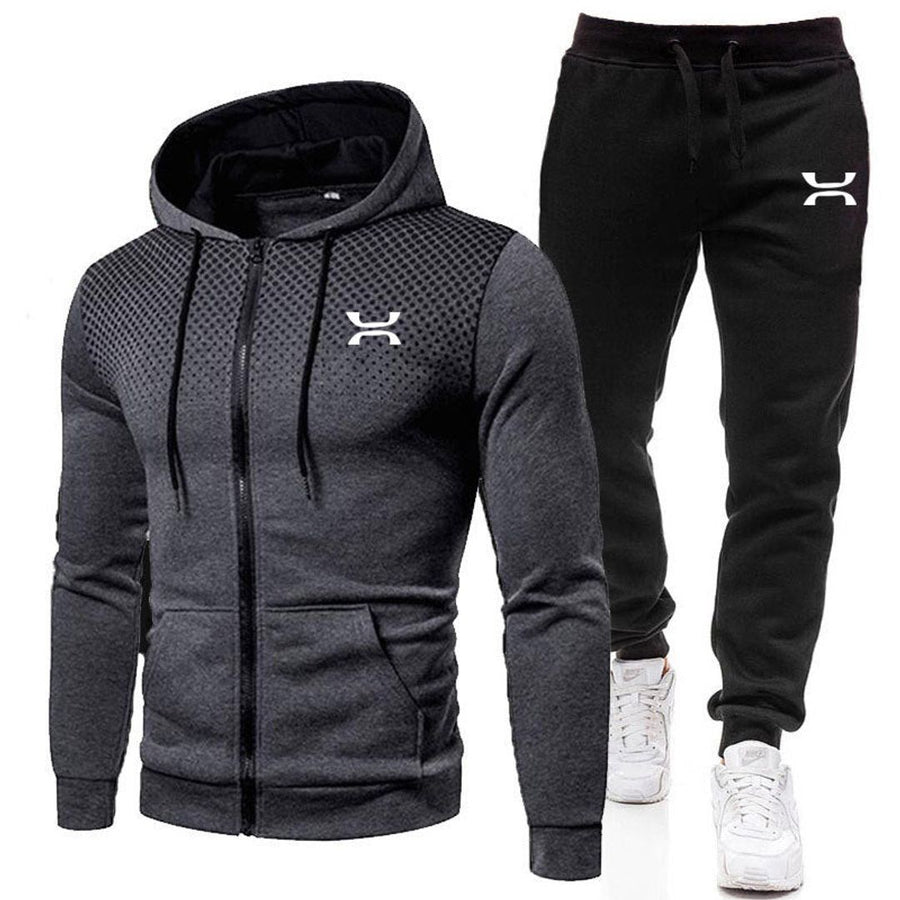 Men's Zip Hoodie and Jogger Tracksuit Set for Sport and Leisure