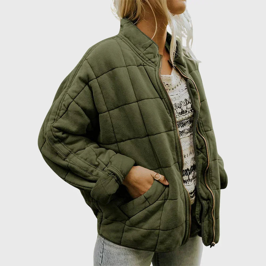 Women's Quilted Jacket with Stand Collar for Everyday Comfort