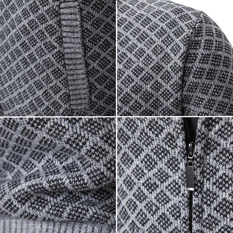 Men's diamond knit zip cardigan