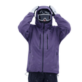 Unisex hooded snow jacket in lilac – front view