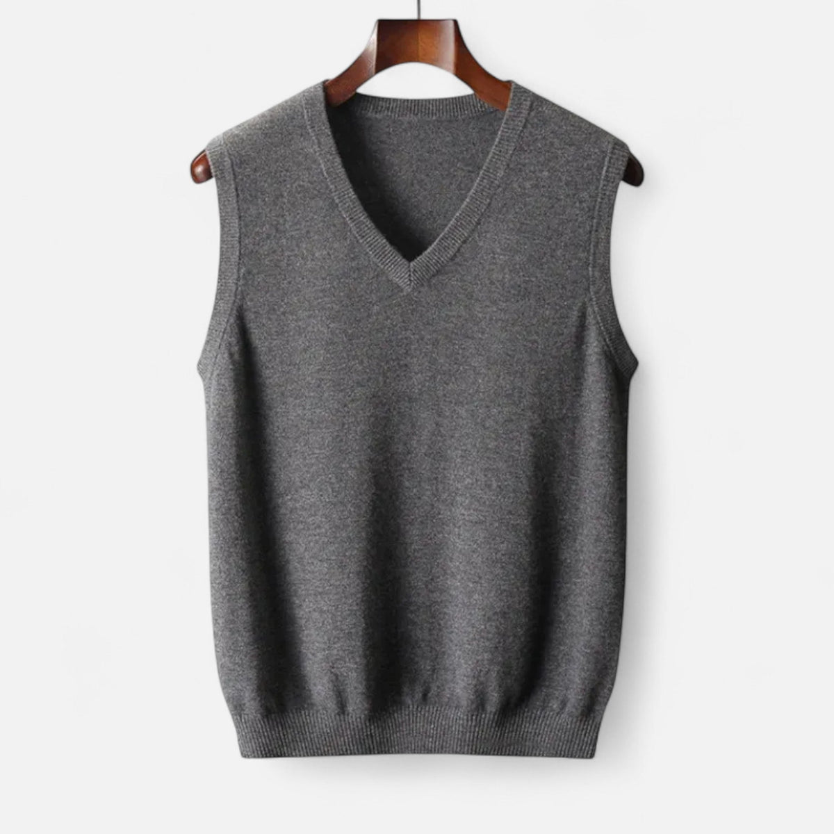 Men's V-neck sweater vest in dark grey