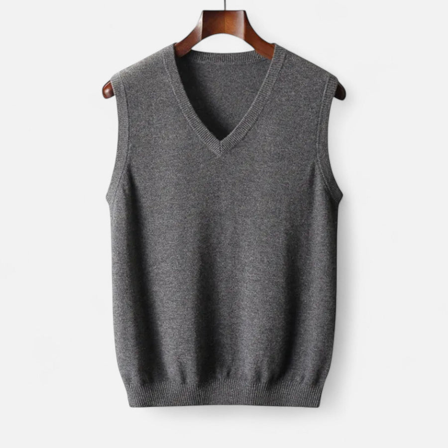 Men's V-Neck Sweater Vest with Ribbed Trim for Smart Layering