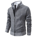 Men's diamond knit zip cardigan in grey