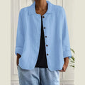 Light blue women's shirt cardigan with button front – view 3