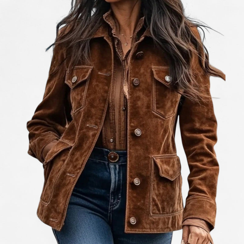 Women's Boho Suede Look Jacket for Autumn Days