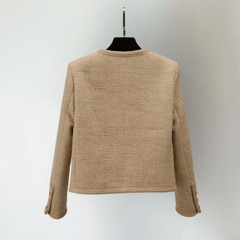 Women's cream boucle-look jacket – back view