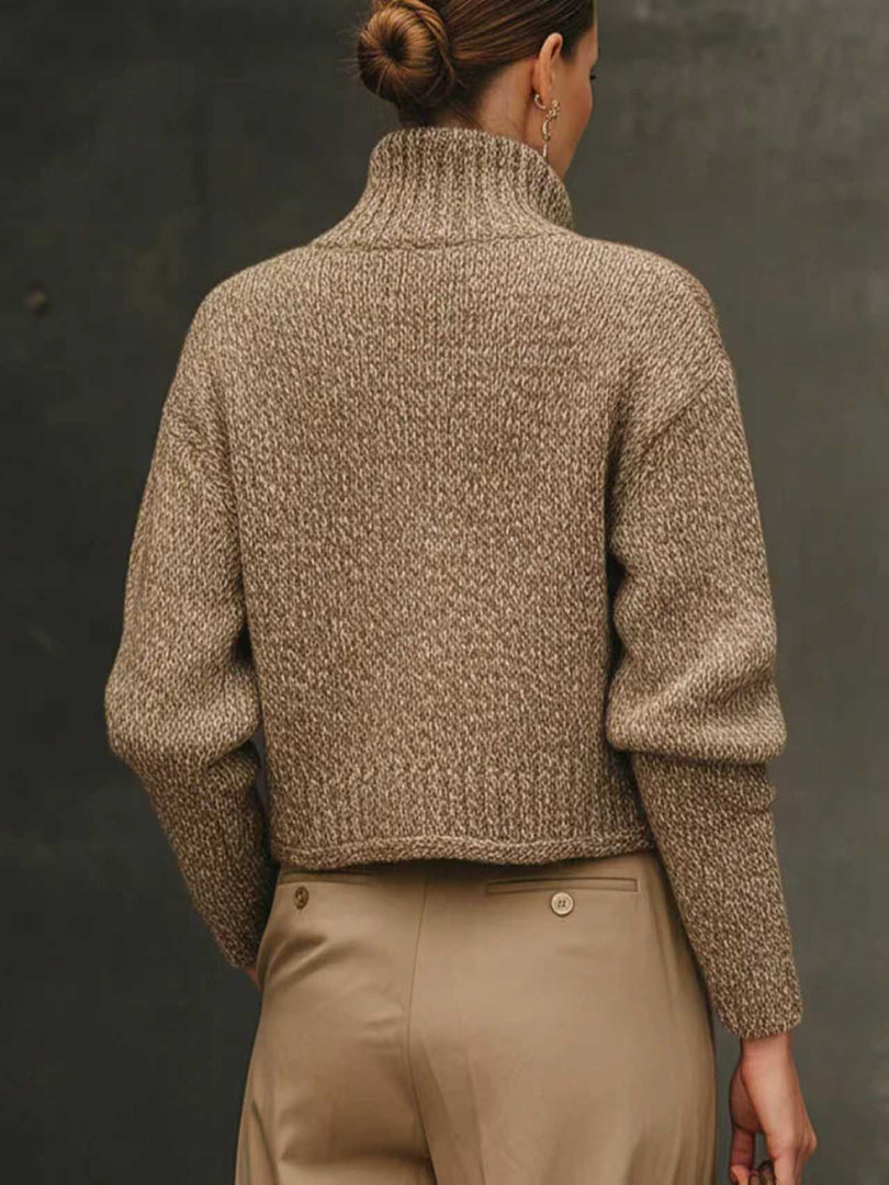 Women's boucle-look cropped jacket in brown – back view