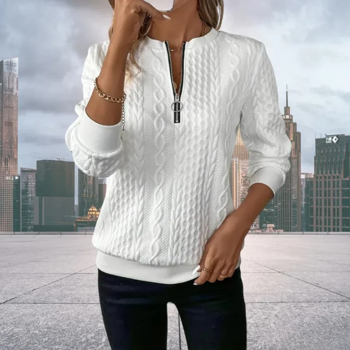 Women's Ring Zip Cable Knit Sweatshirt