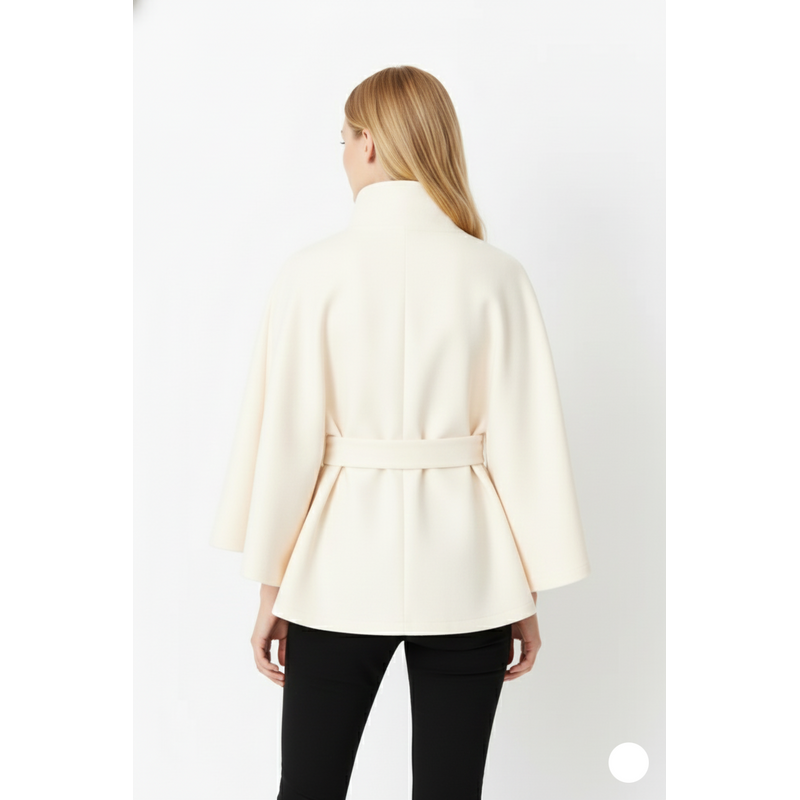 Women's Cape Coat with Tie Belt for Elegant Autumn Days