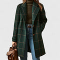 Women's classic check coat in dark green – front view