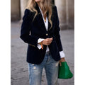 Women's classic one-button blazer in black – worn look