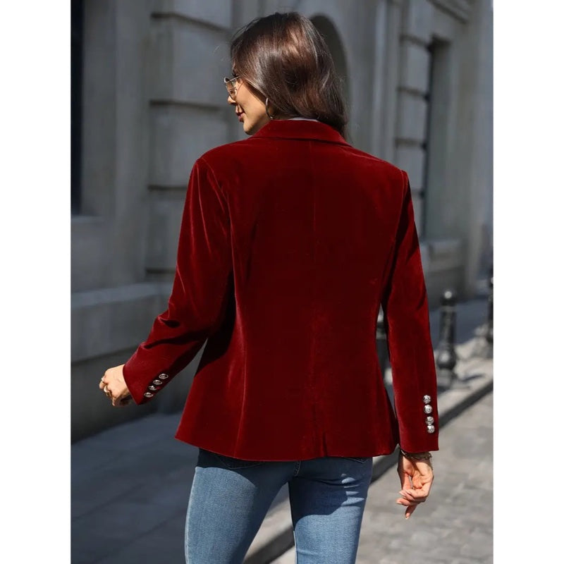 Women's classic one-button blazer in red – styled look