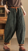 Women's Corduroy Harem Trousers in green