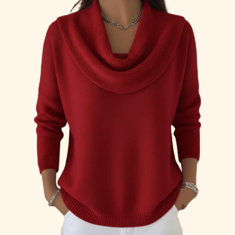 Women's Cowl Neck Sweater with Long Sleeves in 3 Colors for Cool Days