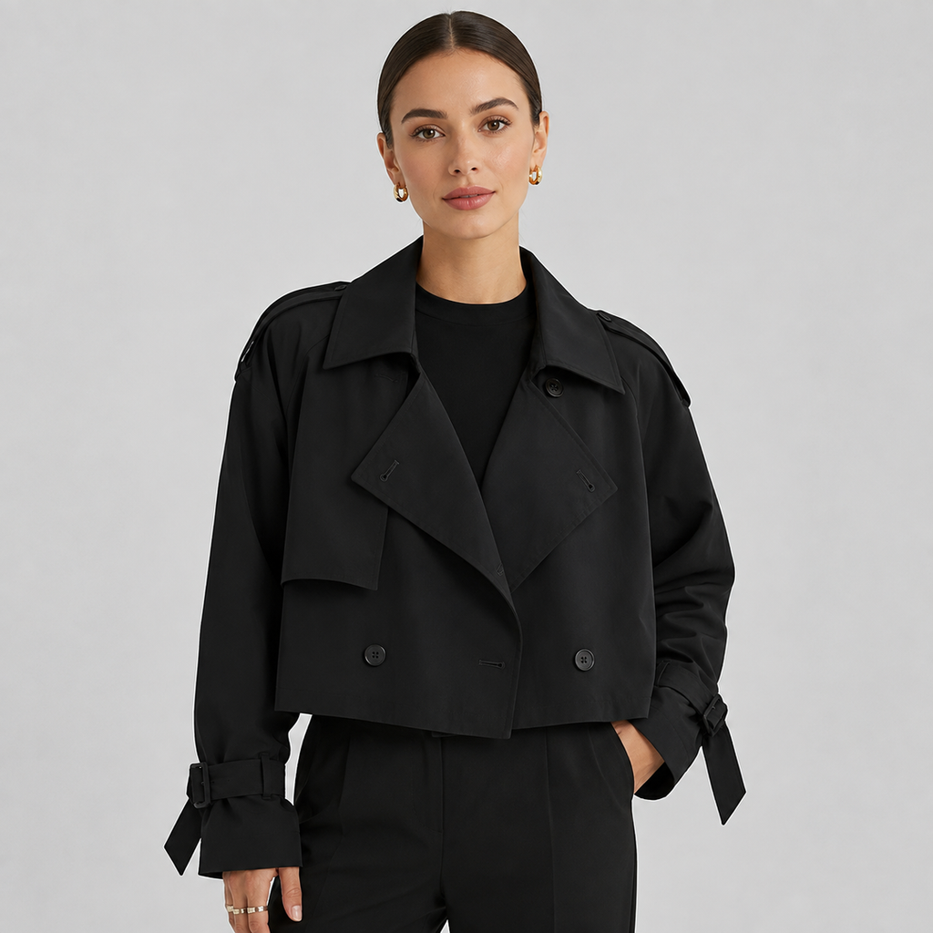 Women's Cropped Trench Jacket in black