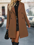 Women's Belted Double-Breasted Coat in brown