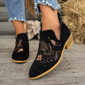Women's Embroidered Ankle Boots in black