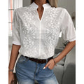 Women's white embroidered blouse – front view