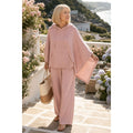 Women's hooded cape and wide leg trouser set in rose