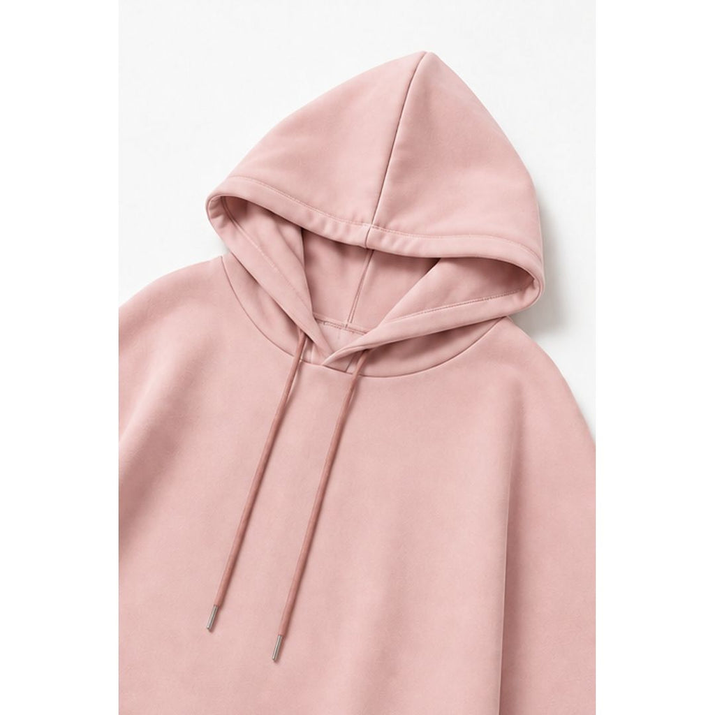 Women's hooded cape and wide leg trouser set in rose, hood detail