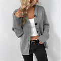 Women's Hooded Button Knit Cardigan in grey