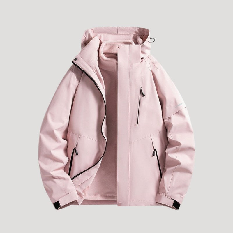 Women's Hooded Outdoor Jacket with Zip Front for Windy Days