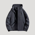 Women's hooded outdoor jacket in dark grey – front view