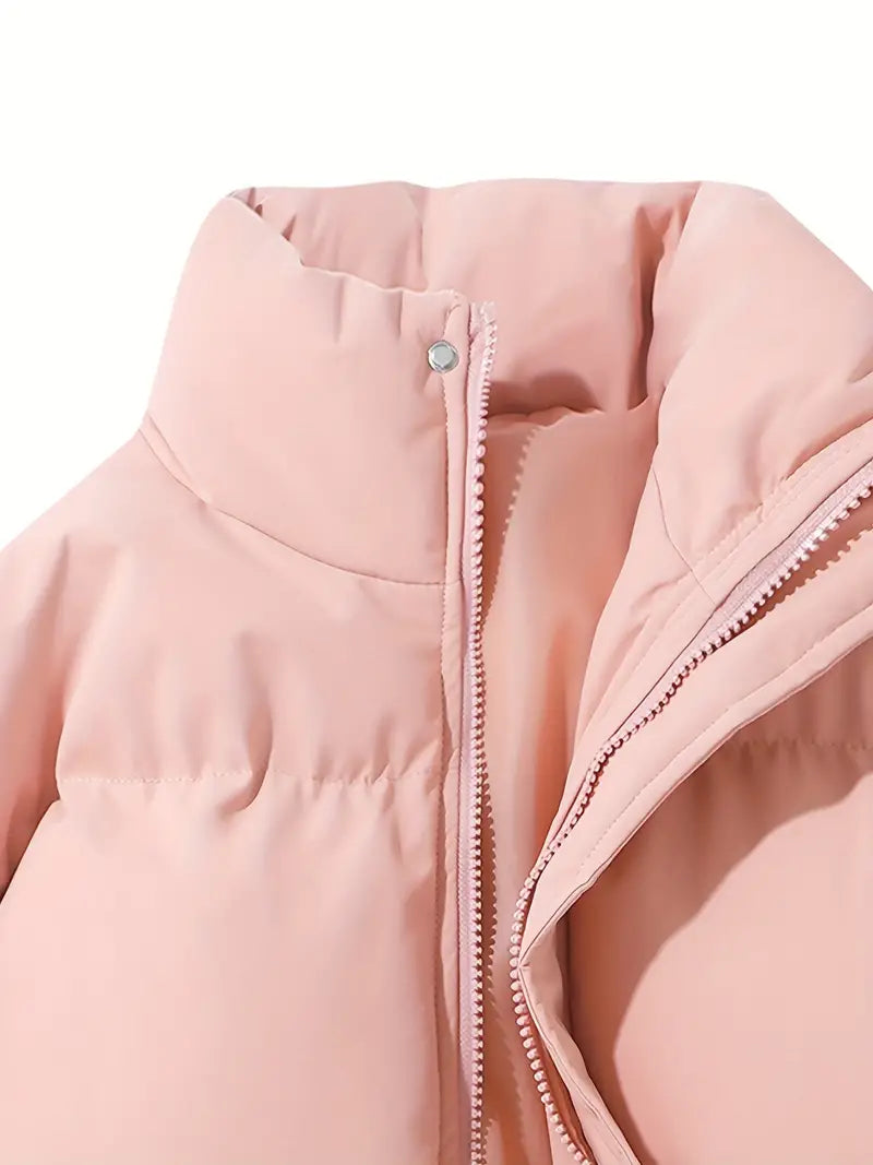 Close-up of the pink collar and zip