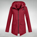 Women's Hooded Zip Rain Jacket in wine red