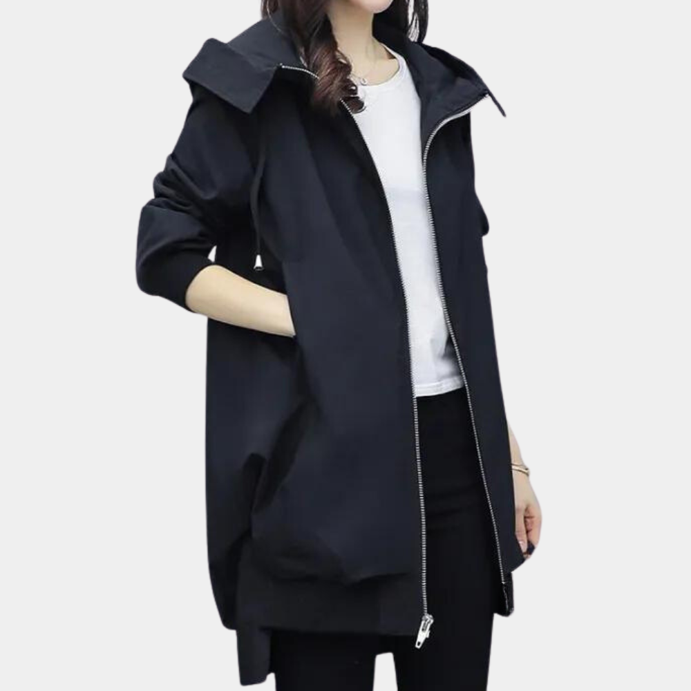 Women's Hooded Windbreaker Jacket in black