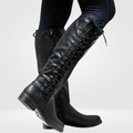 Women's Knee-High Lace-Up Boots in black