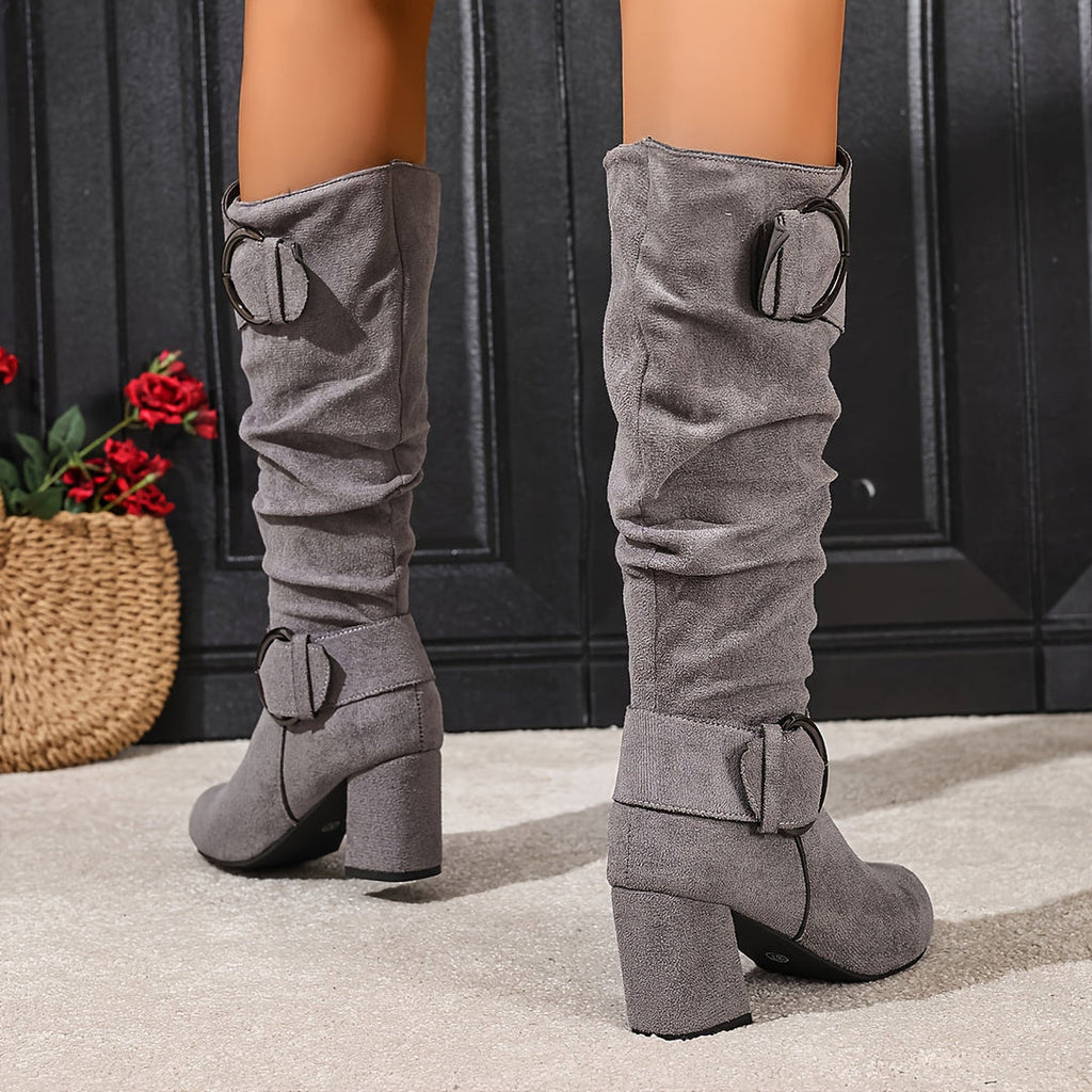 Women's knee-high slouch boots in grey – pair